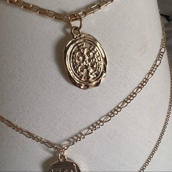 ‼️BOGO SALE‼️ Multiple Layer Gold Chain Penny Pendant Necklace - Picture 7 of 7